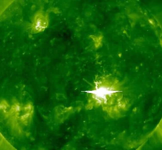 Green image of solar flare